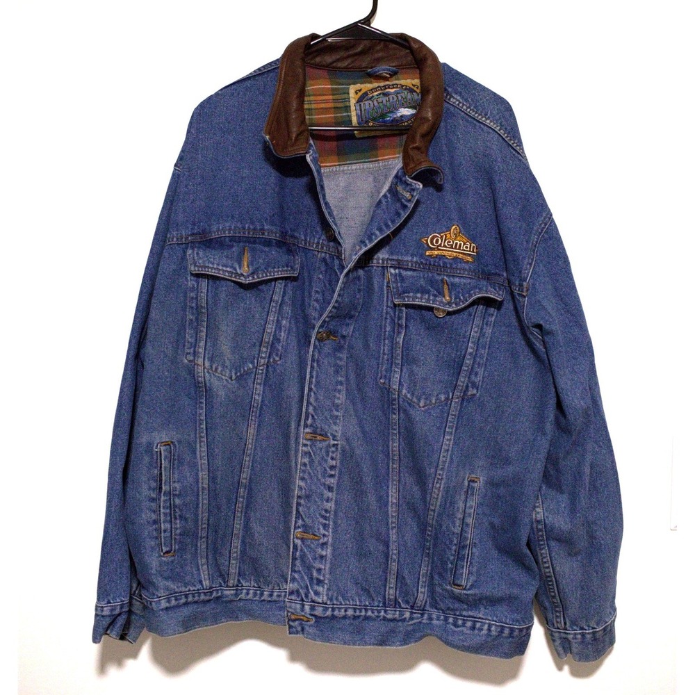 Dunbrooke Upstream Mens XXXL Denim Jacket Coleman Embroidered Leather Collar